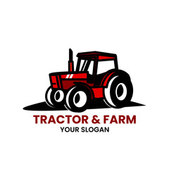 red Farm tractor logo design. Tractor logo for agricultural farming. Farm tractor logo design template
