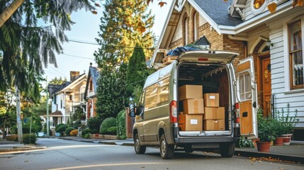 white van with delivery packages