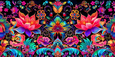 Beautiful Multicolored Border For Digital Textile art 