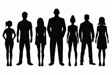 General Adult People black Silhouettes Set on white background design