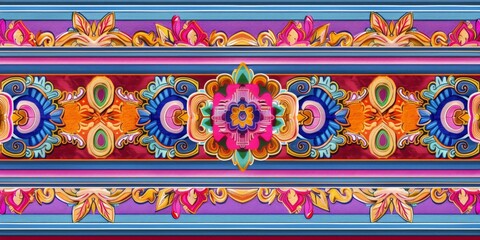 Beautiful Multicolored Border For Digital Textile art 