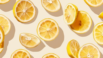 Geometric layout pattern of floating lemon slices in a tessellating design