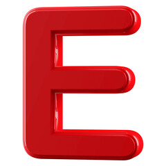 3d Font Red Uppercase .  Letter E