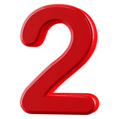 3d Red Number 2