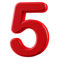 3d Red Number 5