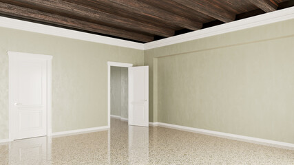 Fototapeta premium Large luxury modern bright interiors Living room mockup illustration 3D rendering image
