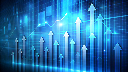 Abstract Digital Growing Arrows Up Graph Chart. Perfect for: Business presentations, Financial reports, Technology websites, Investment blogs, New Year's Eve, Business Anniversary, Corporate Milestone