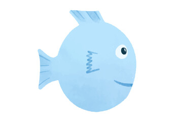 Watercolor vector illustration of a fish in childish style.