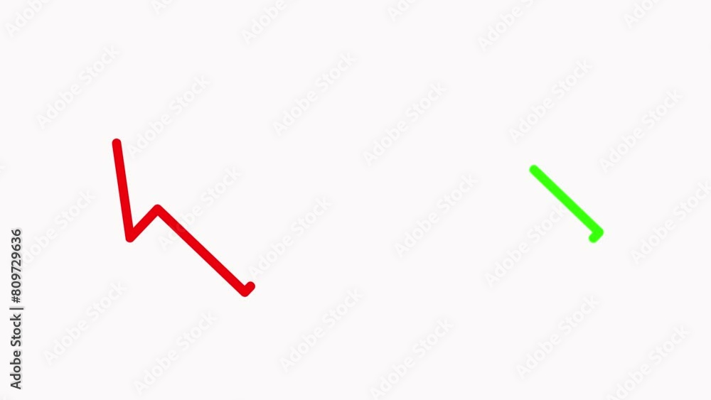 Poster arrow outline icon with continuous animated on white background. red and green arrow icon line.