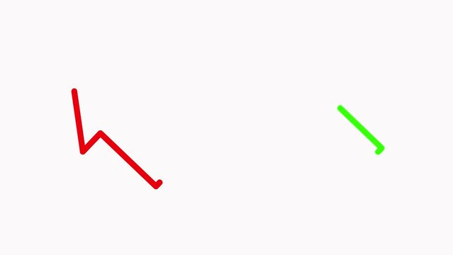 arrow outline icon with continuous animated on white background. red and green arrow icon line.