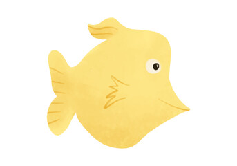 Watercolor vector illustration of a fish in childish style.