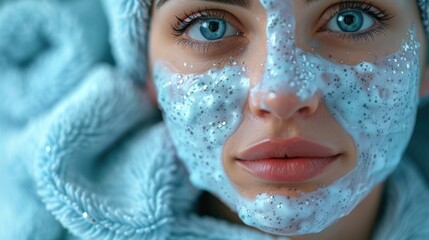 Closeup of a beautiful girl with facial mask applied