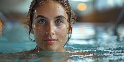 Beautiful girl present in a pool