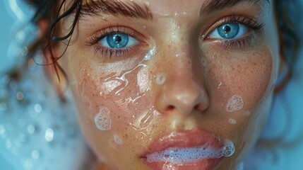 Closeup of a beautiful girl with facial mask applied