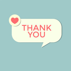 Thank You Card: Vector illustration featuring a red heart shape with a light sky-blue color combination.