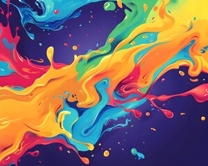 Vibrant Splash of Colors Forming a Striking Abstract Pattern on a Surface, Art