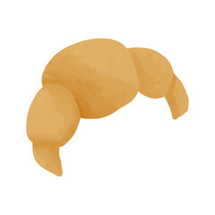 Watercolor vector illustration of a croissant in childish style.