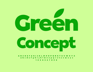 Vector eco template Green Concept. Bright Creative Font. Modern Alphabet Letters and Numbers set.