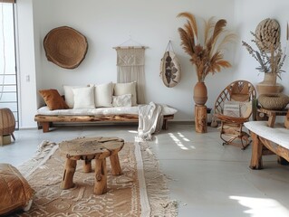 Cozy Rustic Living Room Background for Home Decor Inspiration Generative AI