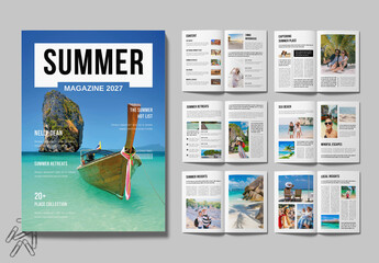 Summer Magazine Template Design Layout
