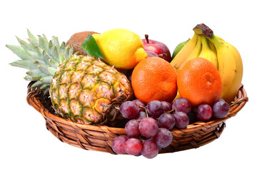 Basket fruit isolated on white