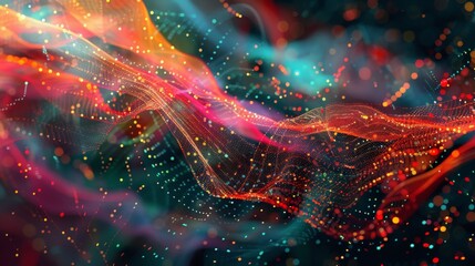 Fototapeta premium Abstract 3D big data visualization. Futuristic infographics aesthetic design. Visual information complexity. Intricate data threads plot. Social network or business analytics representation