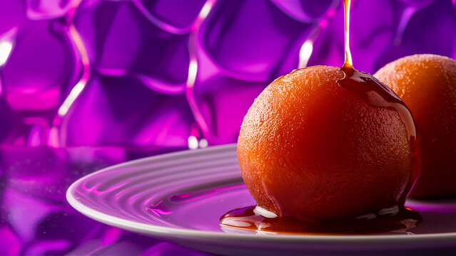 Traditional sweet food dessert Gulab Jamuna on a plate for celebration