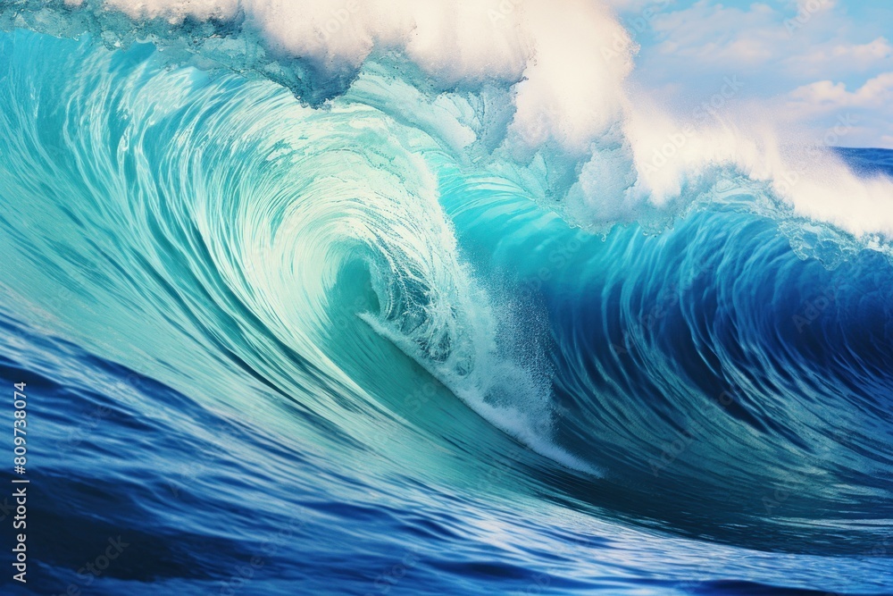 Poster stunning image capturing the dynamic movement and vibrant colors of a wave