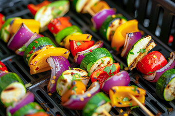 Vegetable kebabs on the grill