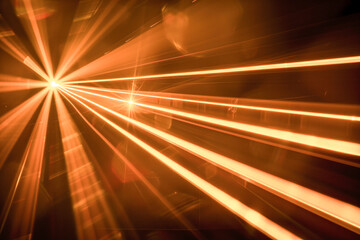 Intense yellow laser beams on dark background