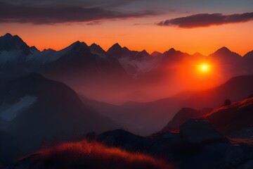 sunset in the mountains beautiful and nature pic