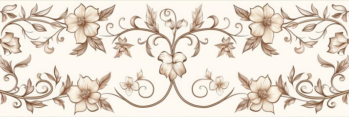 Set of floral elements. Seamless pattern for frames and borders