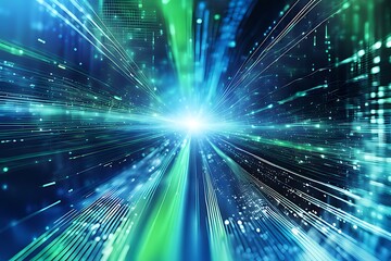 Abstract data technology background with a network grid and particles connected. Sci-fi digital technology with line