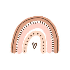 Cute cartoon rainbows. Simple drawing in Scandinavian style. Hand drawn illustration on isolated background