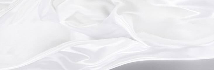 Fototapeta premium White Silver Satin Fabric Texture Background with Soft Blur Pattern