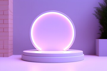 Futuristic Podium with Dynamic Lighting for Captivating Product Showcases

