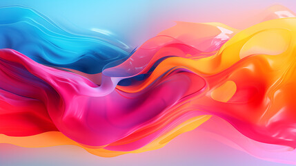 Multi-colored liquid ink paint abstract background banner. Waves of colorful smoke poster. Bright colorful wallpaper. Digital raster bitmap. Photo style. AI artwork.	