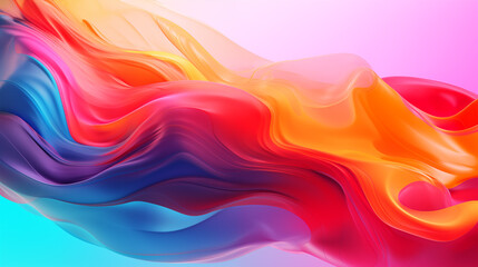 Fototapeta premium Multi-colored liquid ink paint abstract background banner. Waves of colorful smoke poster. Bright colorful wallpaper. Digital raster bitmap. Photo style. AI artwork. 