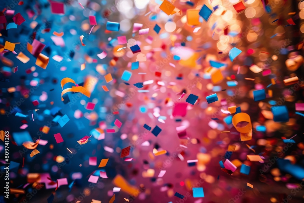 Aufkleber a lively and chaotic swirl of brightly hued confetti creates a dynamic and joyful atmosphere in this