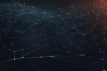 Obraz premium Abstract data technology background with a network grid and particles connected. Sci-fi digital technology with line