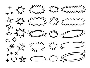 Scribble doodle line shapes set. Hand drawn design elements collection. Black brush strokes bundle.