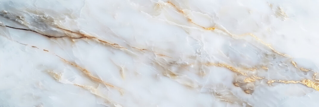 White marble background with golden veins, banner