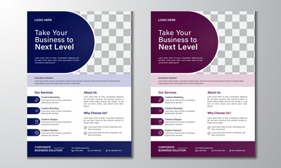 Business Flyer Corporate Flyer Template Geometric shape Flyer Circle Abstract Blue And Red Colorful concepts. #F2