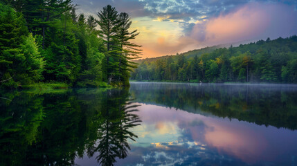 Obraz premium Tranquil Serenity: Captivating Nature Landscape Photography. Generative AI