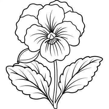 recommend clip art: Pansy flower outline illustration coloring book page design, Pansy flower Bouquet black and white line art drawing coloring book pages for children and adults
                    