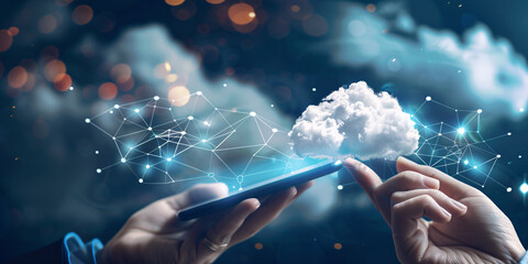 Cloud computing technology concept on virtual screen. Business and technology concept.