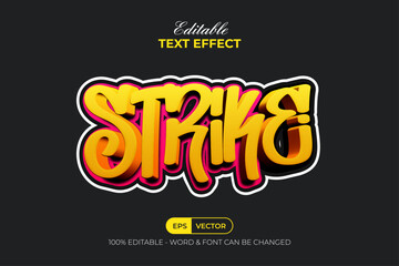 Strike 3D Text Effect Sticker Style. Editable Text Effect.
