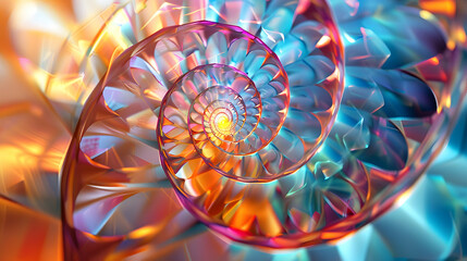 holographic abstract background with a prismatic spiral that is vivid and colourful.