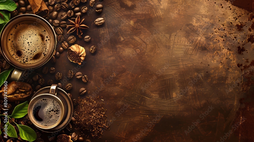 Poster coffee-themed layout with open space for adding your own elements