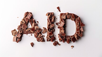 Chocolate AID concept, text made of chocolate on white background

